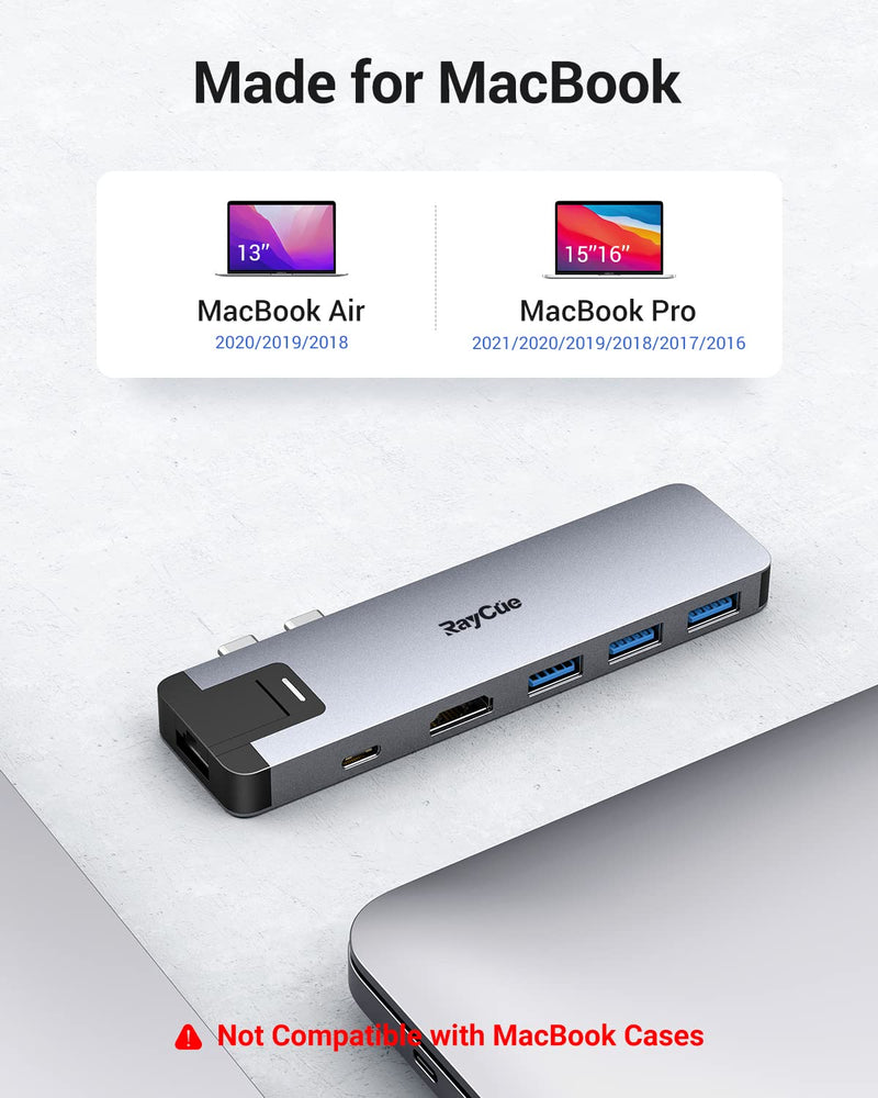  [AUSTRALIA] - USB C Adapter for MacBook Pro, 6 in 2 MacBook Pro USB Adapter MacBook HDMI Multiport Mac Dongle Accessories for MacBook Pro/Air 2020-2018 with Thunderbolt 3, 4K HDMI, Gigabit Ethernet, 3*USB 3.0 6 IN 2 USB C HUB