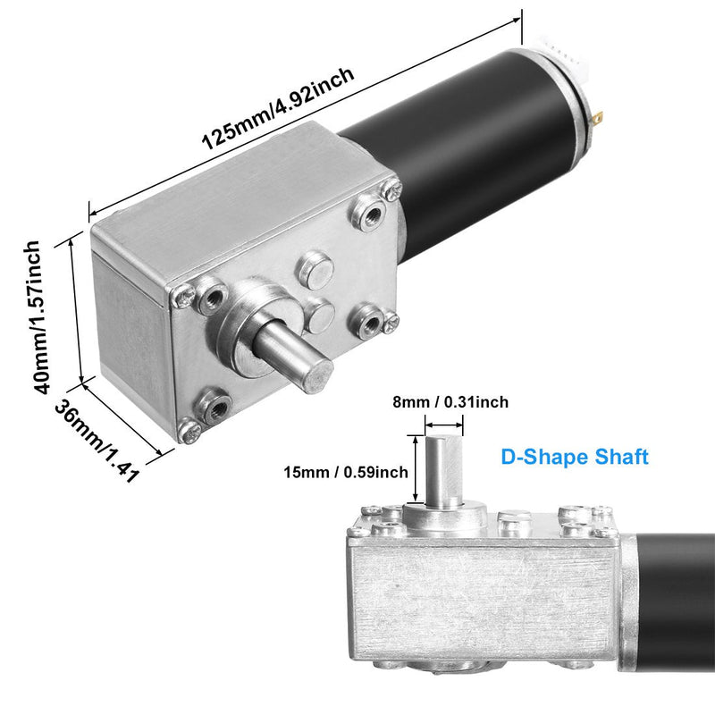  [AUSTRALIA] - uxcell DC 24V 74RPM 25Kg.cm Self-Locking Worm Gear Motor with Encoder and Cable, High Torque Speed Reduction Motor