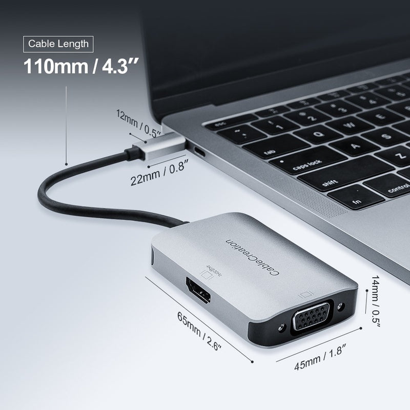 USB C to VGA HDMI Adapter, CableCreation 2 in 1 USB C to HDMI VGA Converter, Compatible with MacBook Pro 2020, MacBook Air 2020, Surface Book 2, XPS 13, ChromeBook Pixel, Galaxy S20, S10 HDMI:4k*2k@30HZ, VGA:1920*1200@60Hz - LeoForward Australia