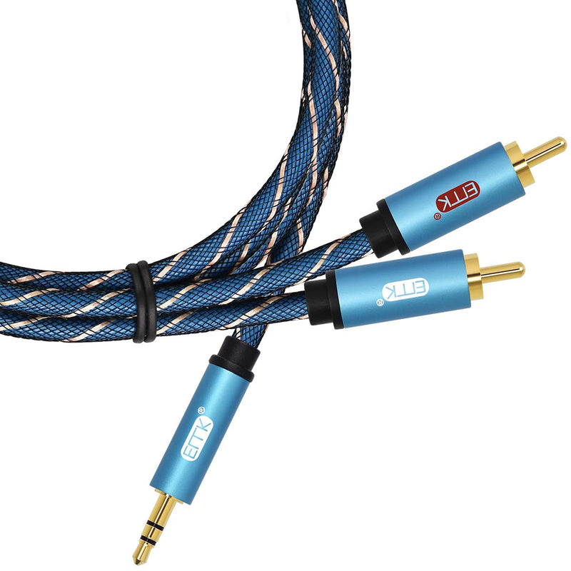 3.5mm Aux to RCA Stereo Splitter Cable[Nylon Braided,Durable and Flexible] EMK Audio Y Adapter Cable - Top Blue Series (6.6Feet/2M) 6.6Feet/2M - LeoForward Australia