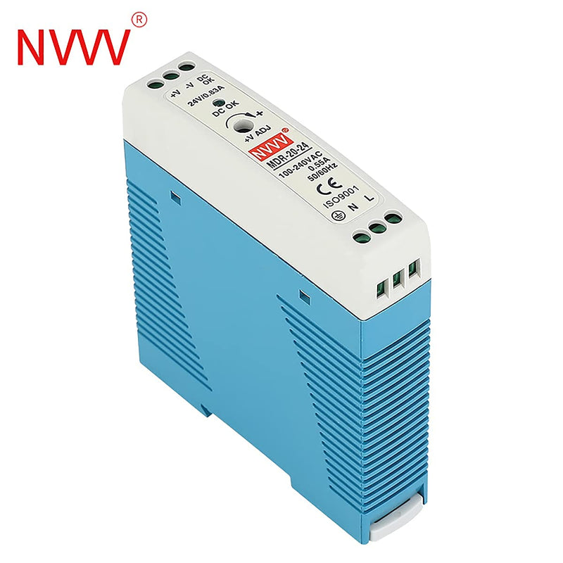  [AUSTRALIA] - NVVV MDR-20-24 AC to DC DIN-Rail Power Supply, 24V, 1 Amp, 24W, 1.5"