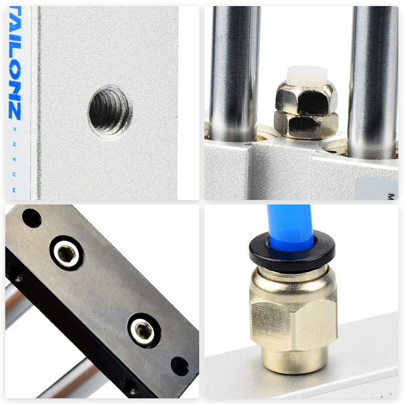 Tailonz Pneumatic 10mm Bore 50mm Stroke Double-Rod Double-Acting Aluminum Pneumatic Air Cylinder TN10-50 Bore:10mm Stroke:50MM - LeoForward Australia