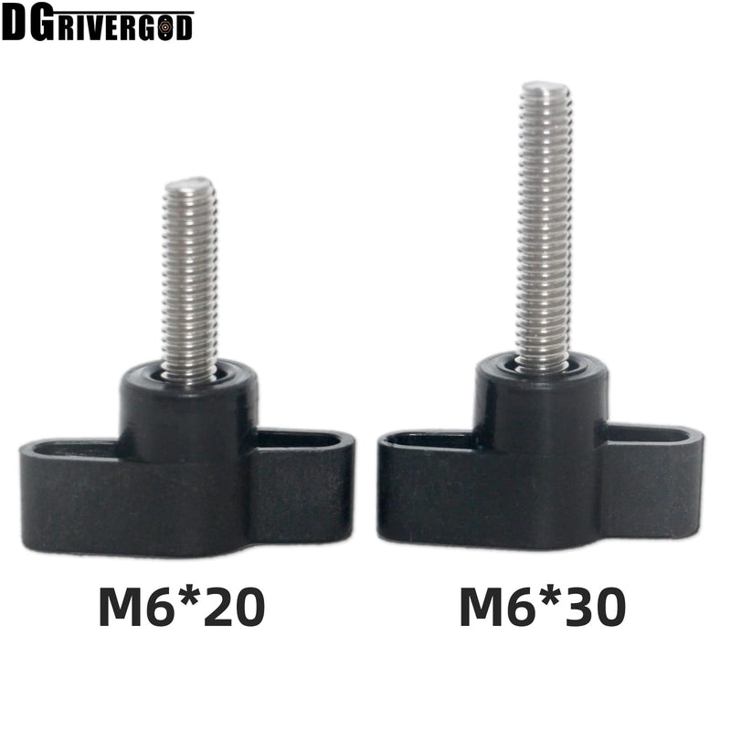  [AUSTRALIA] - M6x20 T Shape knurled Head Handgrips Threaded Thumb Screw Plastic Black Head Knobs Clamping Handle Screw Fastener 6pcs M6*20