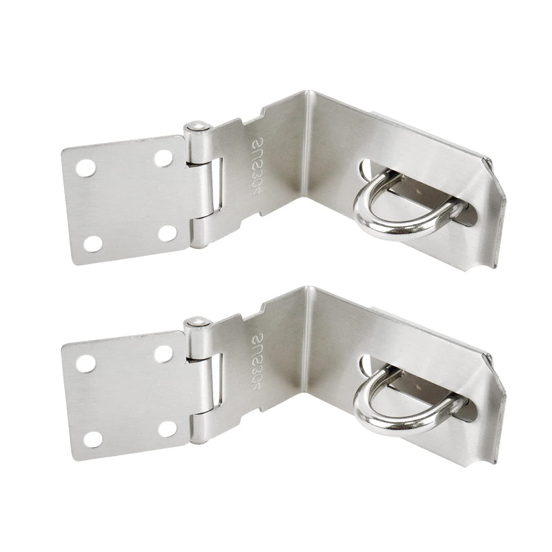  [AUSTRALIA] - Rannb 2pcs Right Angle Padlock Latch Hasp 5 Inch 90 Degree Stainless Steel Door Hasp Latch