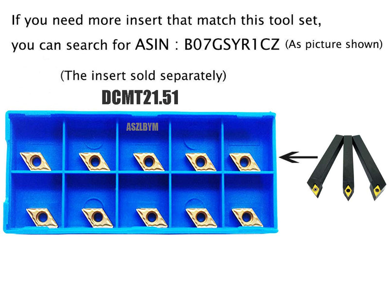  [AUSTRALIA] - ASZLBYM 3PCS 1/2" CNC Lathe Carbide Turning Tools Indexable Holder Set SDNCN1212H07 + SDJCL1212H07 + SDJCR1212H07 with 3PCS DCMT21.51 Indexable Carbide Turning Insert