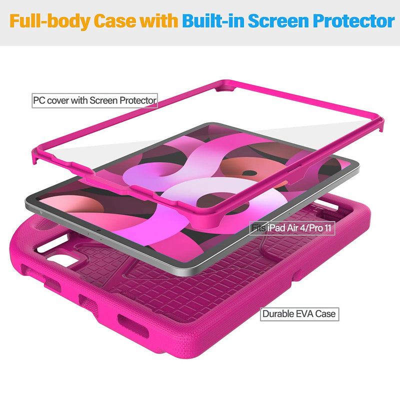  [AUSTRALIA] - SUPLIK iPad Air 4 & Pro 11 Case for Kids, iPad Air 4th Generation 10.9-inch 2020 Case with Screen Protector, iPad Pro 11 2021/2020/2018 Protective Cover with Handle Stand for Apple iPad 10.9/11, Pink