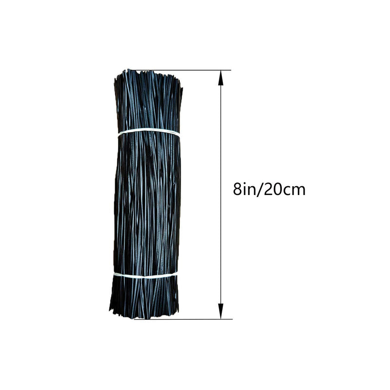  [AUSTRALIA] - HHTHH 1000 pcs 8 inch Black Cable Twist Ties Plastic Twist Ties with Rugged Metal Innercores Reusable Fastening Cable Cord Wire Ties 8 inch-Black