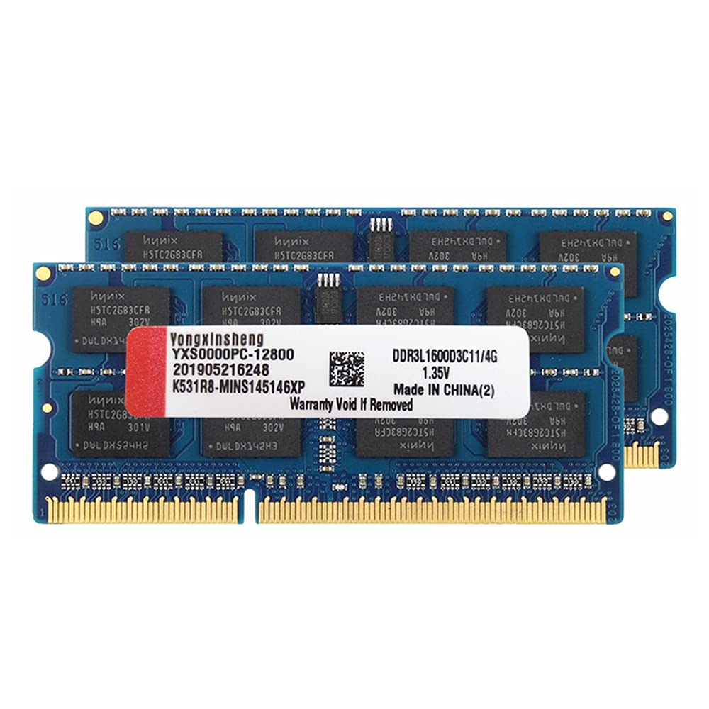  [AUSTRALIA] - Yongxinsheng 8GB kit (2x4GB) DDR3L 1600 MHz SODIMM PC3L-12800 CL11 2Rx8 1.35V Laptop RAM DDR3 Memory Module - Blue DDR3L (4GBx2) 1600MHz