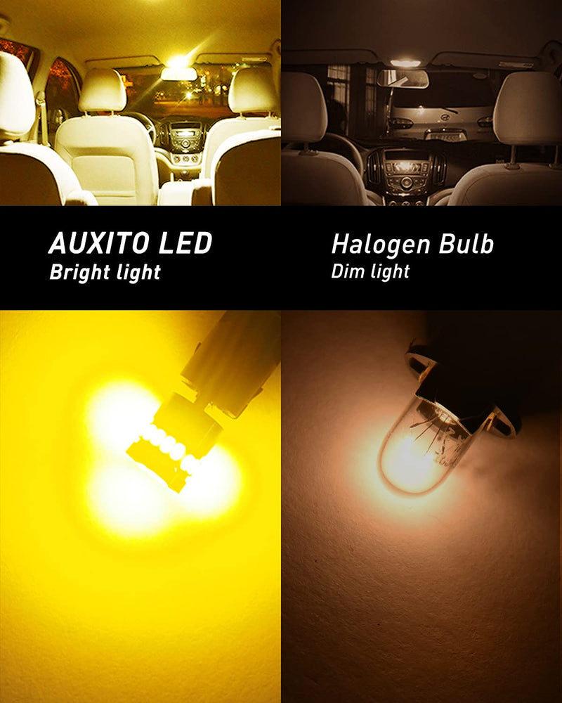  [AUSTRALIA] - AUXITO 194 LED Light Bulb,Super Bright Amber Yellow 168 2825 W5W T10 Wedge 24-SMD 3014 Chipsets LED Replacement Bulbs for Car Dome Map License Plate Lights (Pack of 2)
