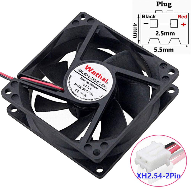  [AUSTRALIA] - Wathai 80mm x 25mm DC Brushless Cooler Cooling Fan 12V 2Pin 12V 2Pin Sleeve