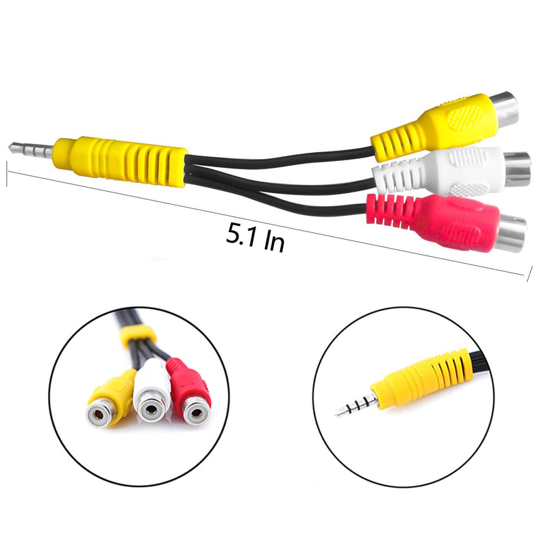 3.5mm to 3 RCA Cable, Audio Video AV Component Adapter Cable Replacement for TCL TV 3 RCA to AV Input Adapter - 23CM/9in - LeoForward Australia