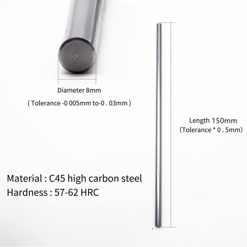  [AUSTRALIA] - 2PCS 8mmx 150mm (0.32" x 5.9") Case Hardened Chrome Plated Linear Motion Rods Linear Rail Rod Shaft for 3D Printer, DIY, CNC - Metric h8 Tolerance Type1(2pcs rods)