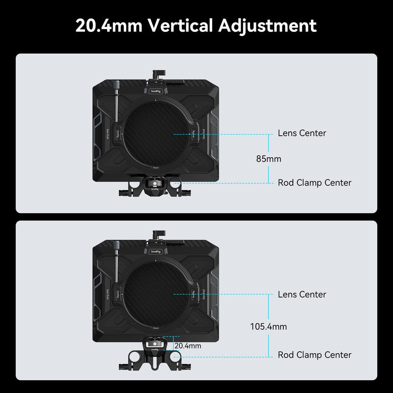  [AUSTRALIA] - SMALLRIG 15mm LWS Rod Support, Ajustable and Anti-Twist Design, Compatible for SMALLRIG 3196/3680/ 3556/3641/ 3645 Matte Box to Rail Support System, 15mm Dual Rod Clamp - 3652