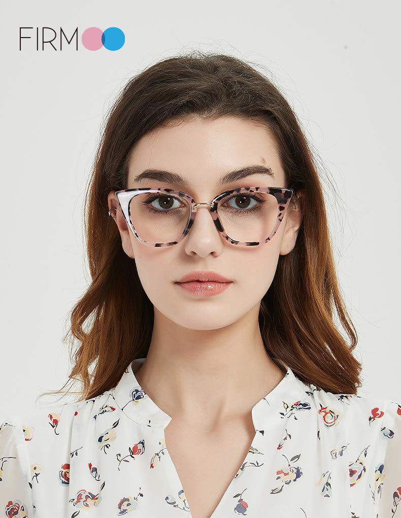  [AUSTRALIA] - Firmoo Blue Light Blocking Glasses Women, Cat Eye Computer Glasses, Bluelight Blocker Eyewear for Digital Screen A-pink Pattern