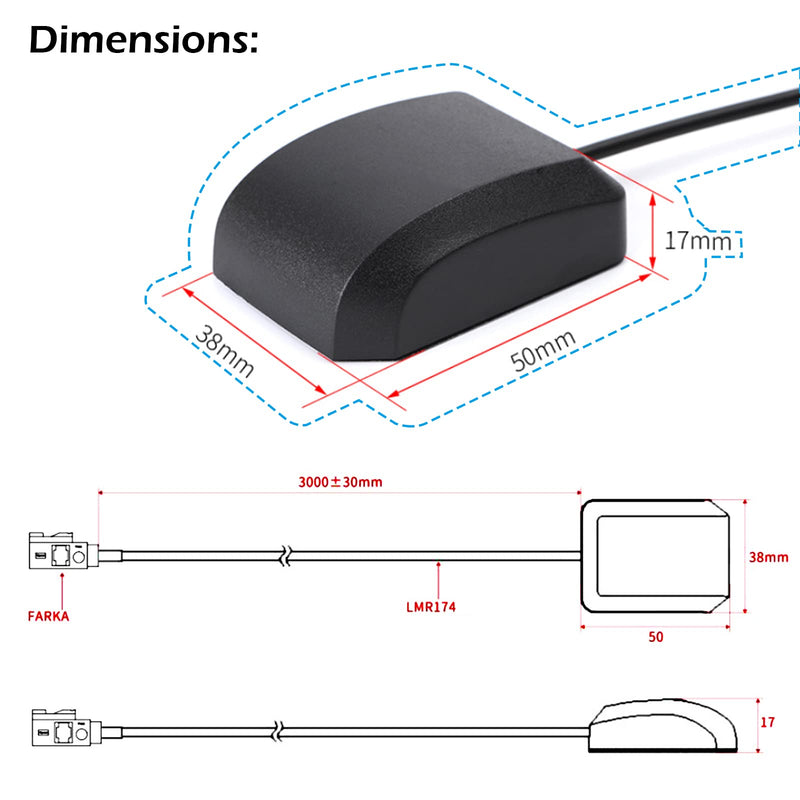  [AUSTRALIA] - Geekstory Waterproof Active GPS Antenna Vehicle GPS Navigation with Fakra C Blue Connector for Car GPS Navigation Receiver System