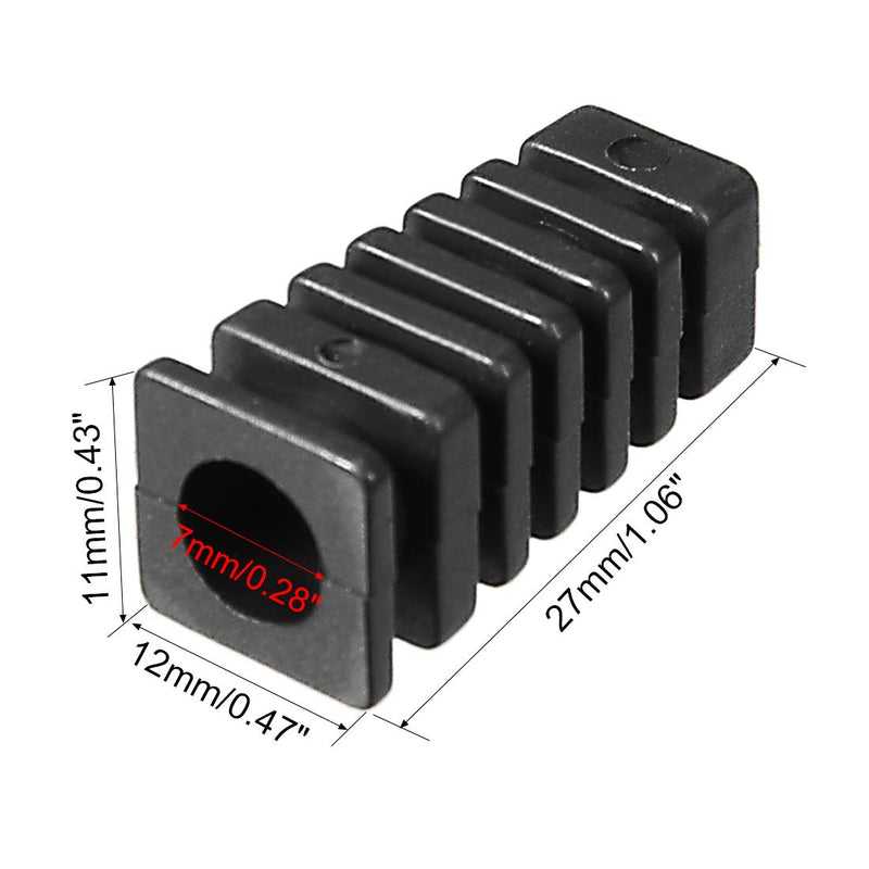  [AUSTRALIA] - uxcell 15Pcs 7mm Inner Dia PVC Square Strain Relief Cord Boot Protector Sleeve Power Tool Hose Black