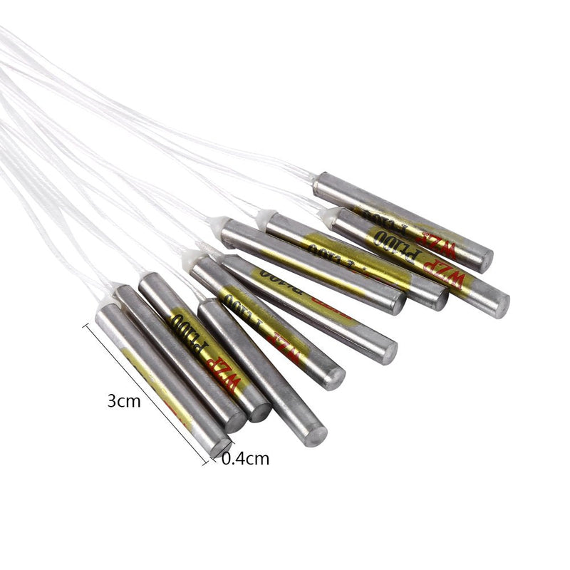  [AUSTRALIA] - Pack of 10 PT100 Probe Platinum Thermal Resistance Waterproof Sensor Probes for Temperature Controller