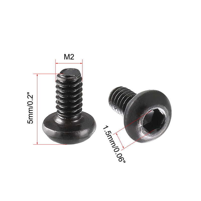  [AUSTRALIA] - uxcell M2x4mm Thread Button Head Hex Socket Cap Screw Bolt 100pcs