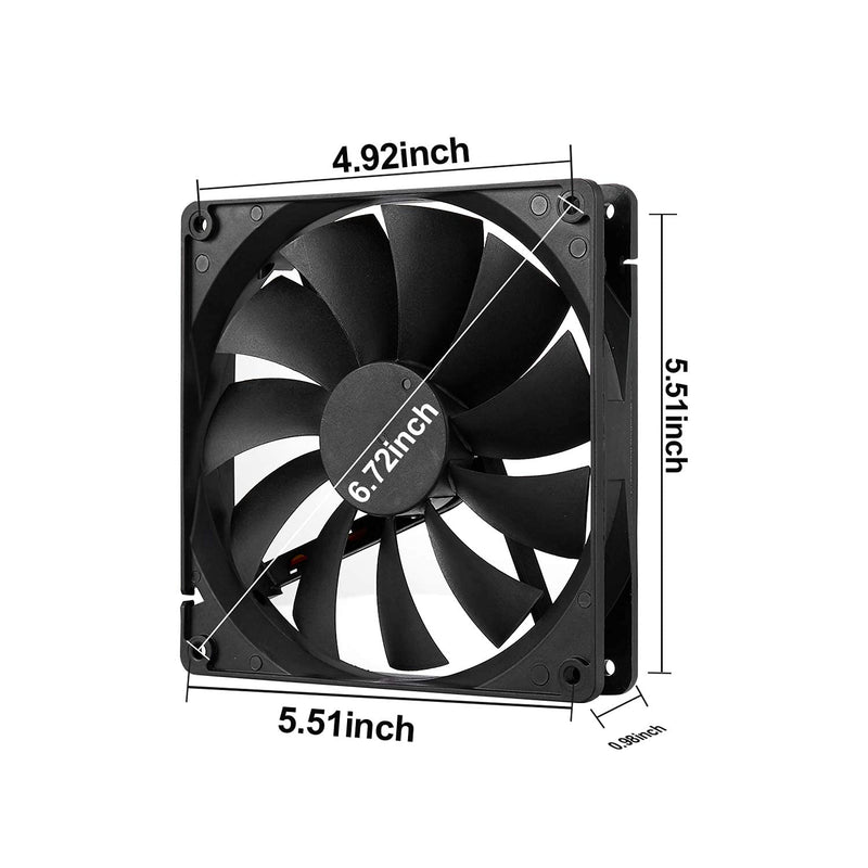  [AUSTRALIA] - 140mm Case Fan Quiet High Performance PC Fan 140mm Standard Case Fan 3pin 4pin Molex Connector 12V DC Computer PC CPU Case Fan 1000RPM 2-Pack 140mm Fan 2-Pack