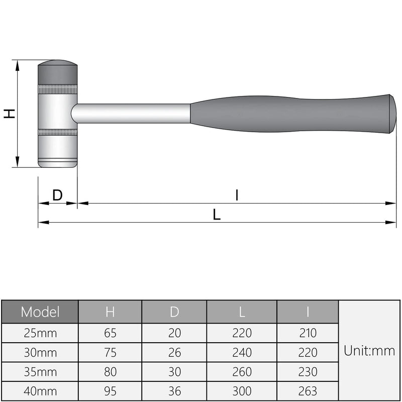  [AUSTRALIA] - Utoolmart Rubber Hammer, 25mm Replaceable Double Head Hammer with 2 Hammer Tip, with Non-Slip Rubber Handle, for Home Improvement, Leather Crafts, Woodworking