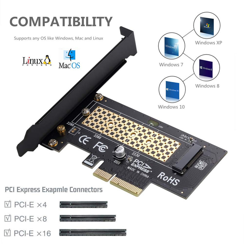 M.2 NVME to PCIe 3.0 x4 Adapter with Aluminum Heatsink Solution - LeoForward Australia