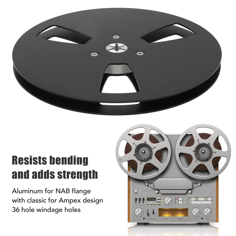  [AUSTRALIA] - 1/4 7 Inches Takeup Reel, Open Reel Audio Aluminum Alloy Takeup Reel, 3 Holes Wind Resistance Holes, 1/4 7 Inch Empty Tape Reel for Recording for Nab Black