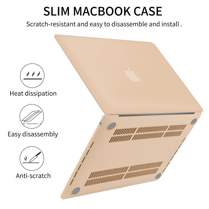  [AUSTRALIA] - Seorsok Compatible with MacBook Air 13 Inch Case2022 2021 2020 2019 2018 Release A1932 A2179 M1 A2337 Touch ID,Plastic Hard Shell Case with Keyboard Cover-Light Brown Air13（A2179 M1 A2337 A1932） Light Brown