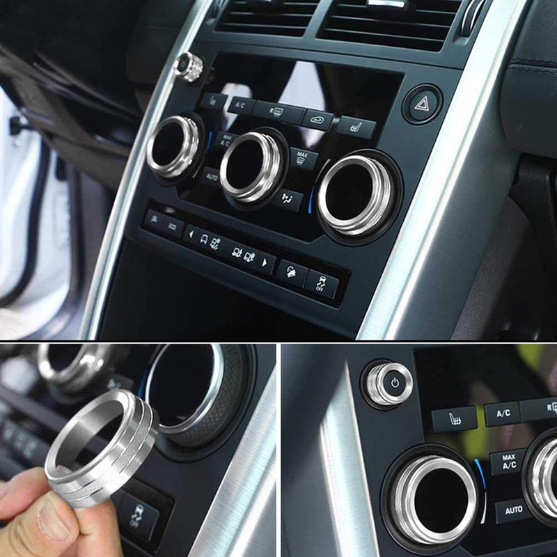  [AUSTRALIA] - Suuonee AC Knob Trim, 4 Pcs/Set Aluminum alloy AC Air Conditioning Knob Trim Cover For Range Rover Sport Autobiography Vogue(Silver)