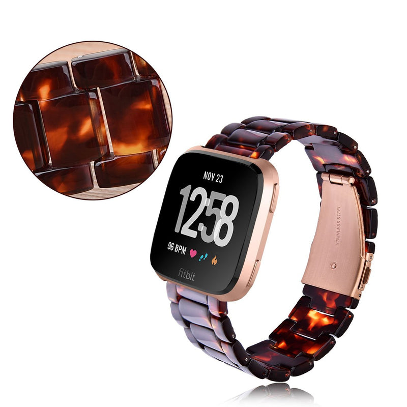 V-MORO Compatible with Fitbit Versa 2 Bands/Versa Bands/Versa Lite Band Women- Resin Versa 2 Wristbands Strap with Rose Gold Buckle Replacement for Fitbit Versa 2 Smartwatch -Tortoise-Tone Tortoise-Tone - LeoForward Australia