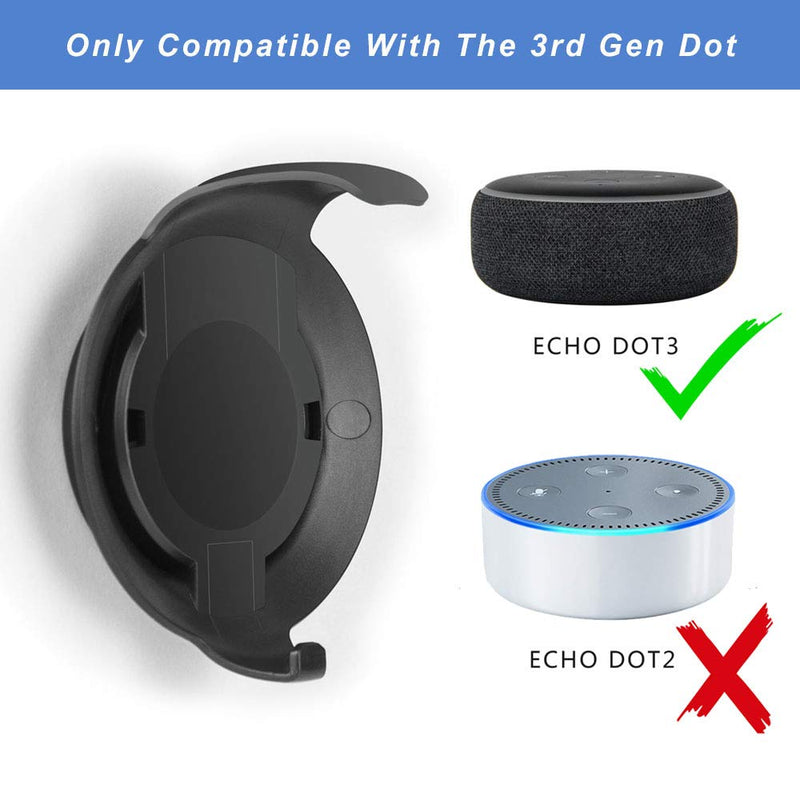  [AUSTRALIA] - WIDEPLORE Echo Dot Wall Mount Holder for 3rd Generation, Built-in Cable Management Space-Saving Accessories for Dot(3rd Gen) Smart Speakers, with Sticking Tape and Drill Nail-Black Black
