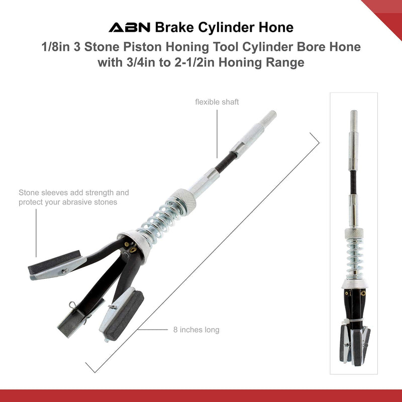  [AUSTRALIA] - ABN Brake Cylinder Hone – 1-1/8in 3 Stone Piston Honing Tool Cylinder Bore Hone with 3/4in to 2-1/2in Honing Range