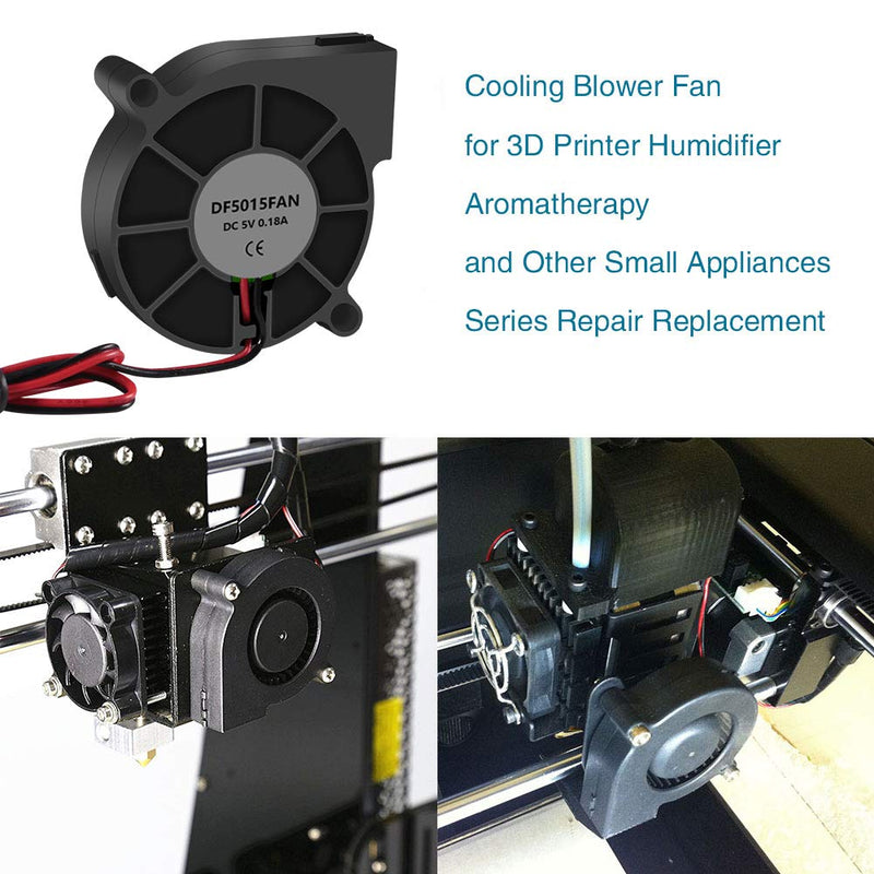  [AUSTRALIA] - 4PCS 5015 Fan 5V Blower Cooling Fan 50x50x15mm Fan with 2 Pin Terminal for 3D Printer Hotend Extruder Heat Sinks Humidifier Aromatherapy Repair Replacement(5V 0.25A)