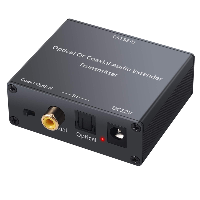  [AUSTRALIA] - LiNKFOR Digital Audio Extender Digital Coaxial/OpticalToslink Digital Audio Converter Over Single Cat5e/6 Cable (PoC) up to 500ft (150M) for Dolby Digital, DTS 5.1, DTS-HD, PCM