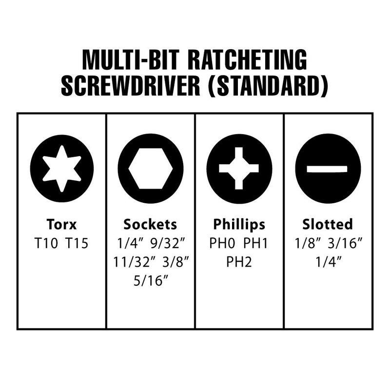  [AUSTRALIA] - Standard Multi-Bit 15-Piece Ratcheting Screwdriver