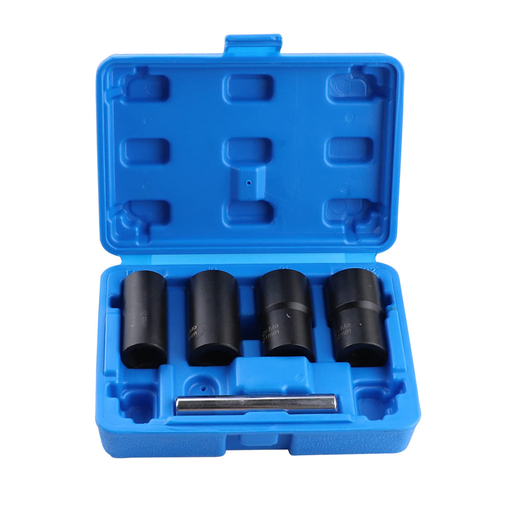  [AUSTRALIA] - Wisepick 5-Piece 1/2 Inch Drive Twist Socket Set,Lug Nut Remover Tool, Metric Bolt and Lug Nut Extractor Socket Tools
