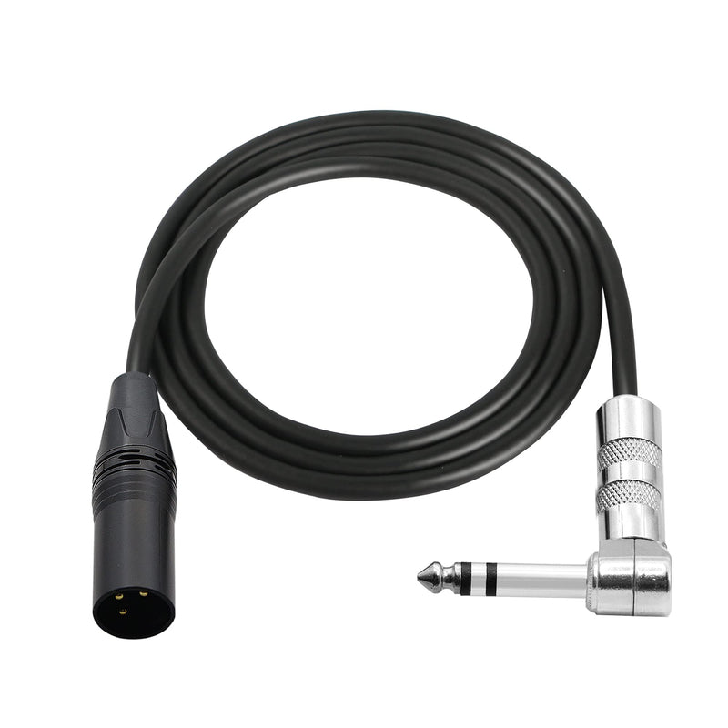  [AUSTRALIA] - PNGKNYOCN 1/4 to XLR Cable 90 Degree Right Angle 6.35 mm TRS Male Plug to XLR Male Plug Audio Stereo Microphone Cable for Speakers, Stage, DJ and More（2M）
