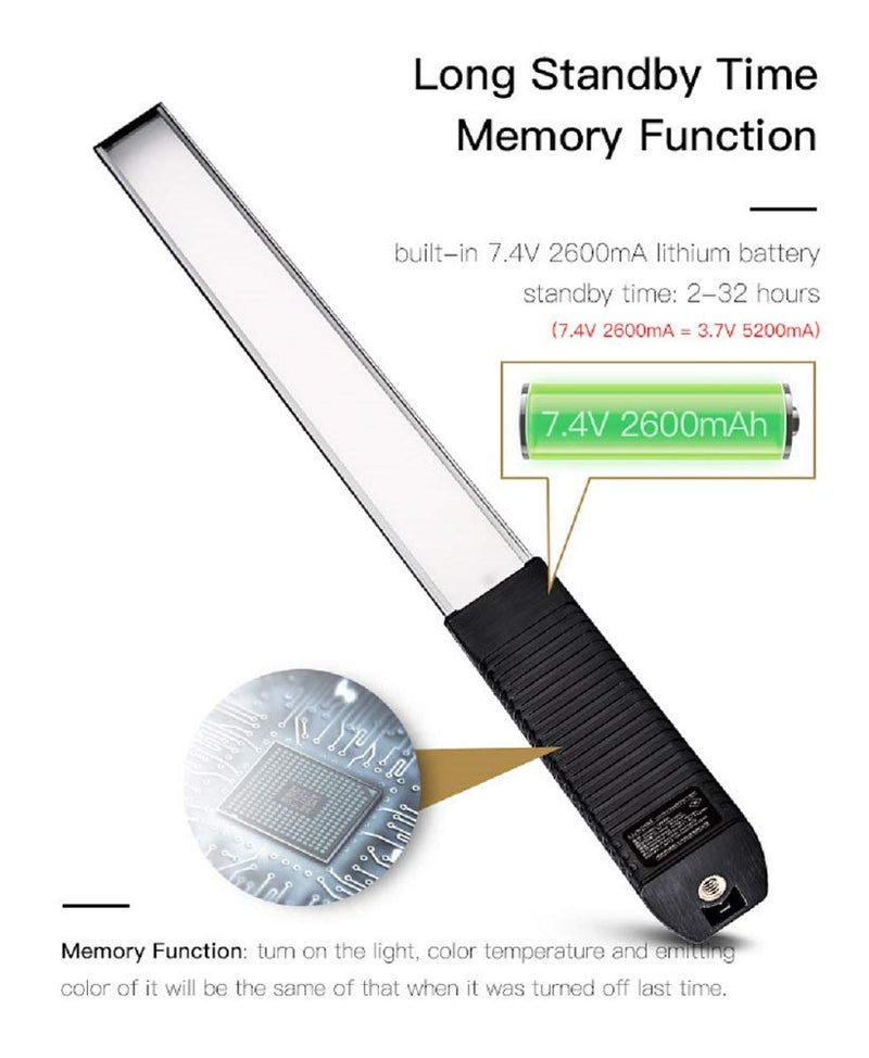  [AUSTRALIA] - LUXCEO RGB LED Photography Lighting Portable Wand Handheld LED Video Light 1000 Lumens CRI 95+ USB Rechargeable with Remote Control, Carry Bag, Adjustable Color Temperature 3000K-6000K and 36 Colors
