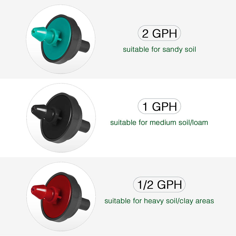  [AUSTRALIA] - LiquiDrip 2 GPH Irrigation Drippers & Drip Emitters Maintain Constant Flow, 2 GPH Pressure Compensating Drippers, 2 GPH Inline Drippers & Drip Irrigation Emitters, 50 Per Bag, Green/Black