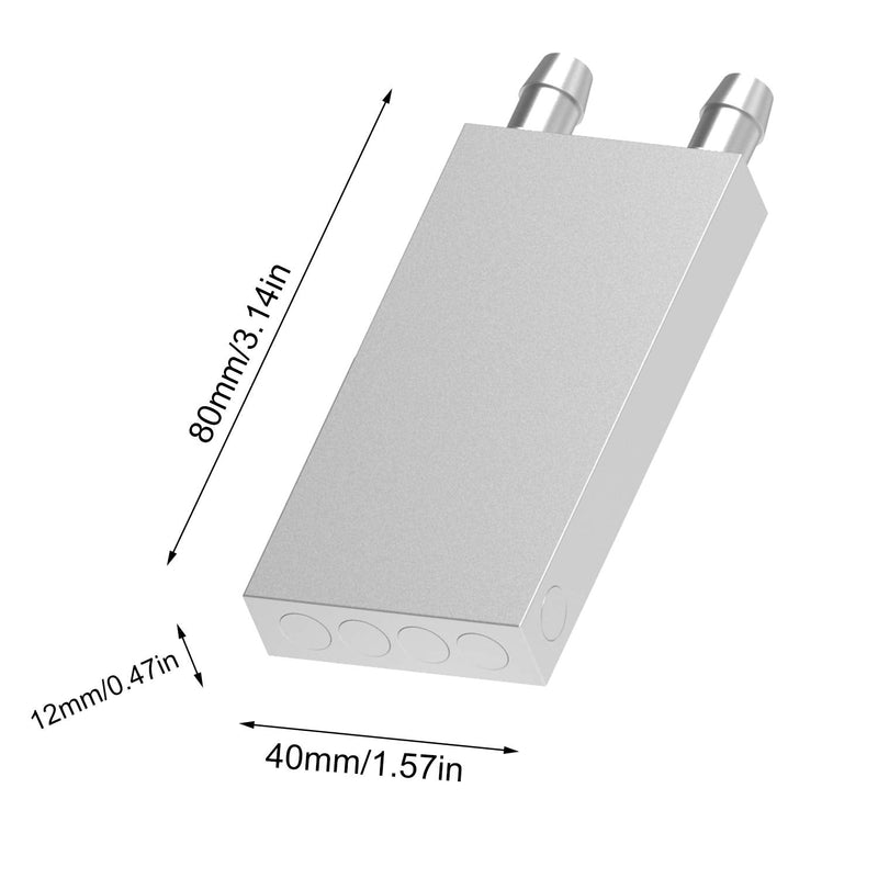 [AUSTRALIA] - Clyxgs Aluminum Water Cooling Block,Liquid Cold Water Plate Heat Sink Water-Cooled Exchanger Head semiconductor Refrigeration Sheet CPU Graphics Radiator Heatsink Endothermic Head (40 x 80 x 12mm)2pcs