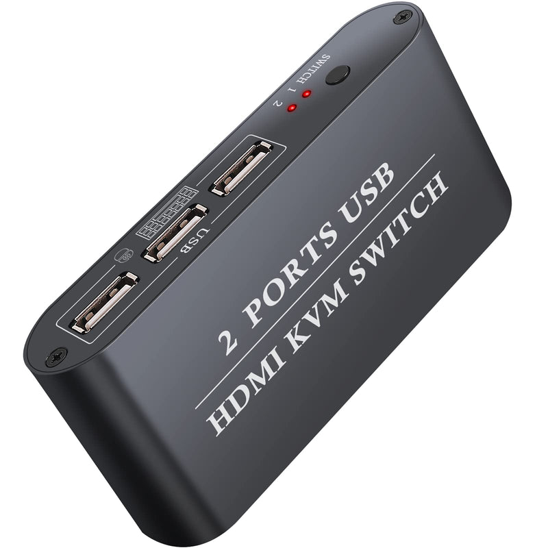  [AUSTRALIA] - LiNKFOR KVM HDMI Switch 2 in 1 Out Box，2-Port USB HDMI Cable KVM Switch，Support 4K@30Hz and Share 2 Computers with one Keyboard Mouse and one HD Monitor