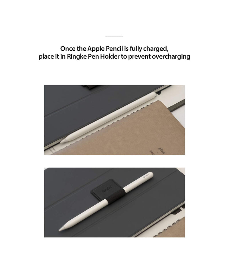  [AUSTRALIA] - Ringke Pen Holder for Apple Pencil, Journal, Notebooks, and More - 3M Self Adhesive PU Leather Durable Pen Loop with Elastic (3 PACK) - Black