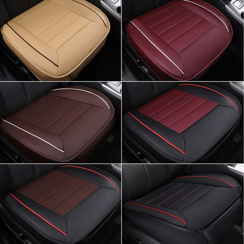  [AUSTRALIA] - Lucky Monet 3D Universal Deluxe Car Seat Cover PU Leather Full Surround Pad Mat for Auto Chair Cushion (Red, Front Seat, 2Pcs) 2Pcs Front Seat Red