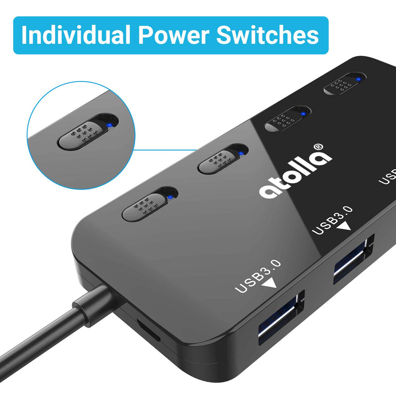  [AUSTRALIA] - USB 3.0 Hub Splitter - USB Extender 4 Port USB Ultra Slim Data Hub with Individual Power Switch and LED