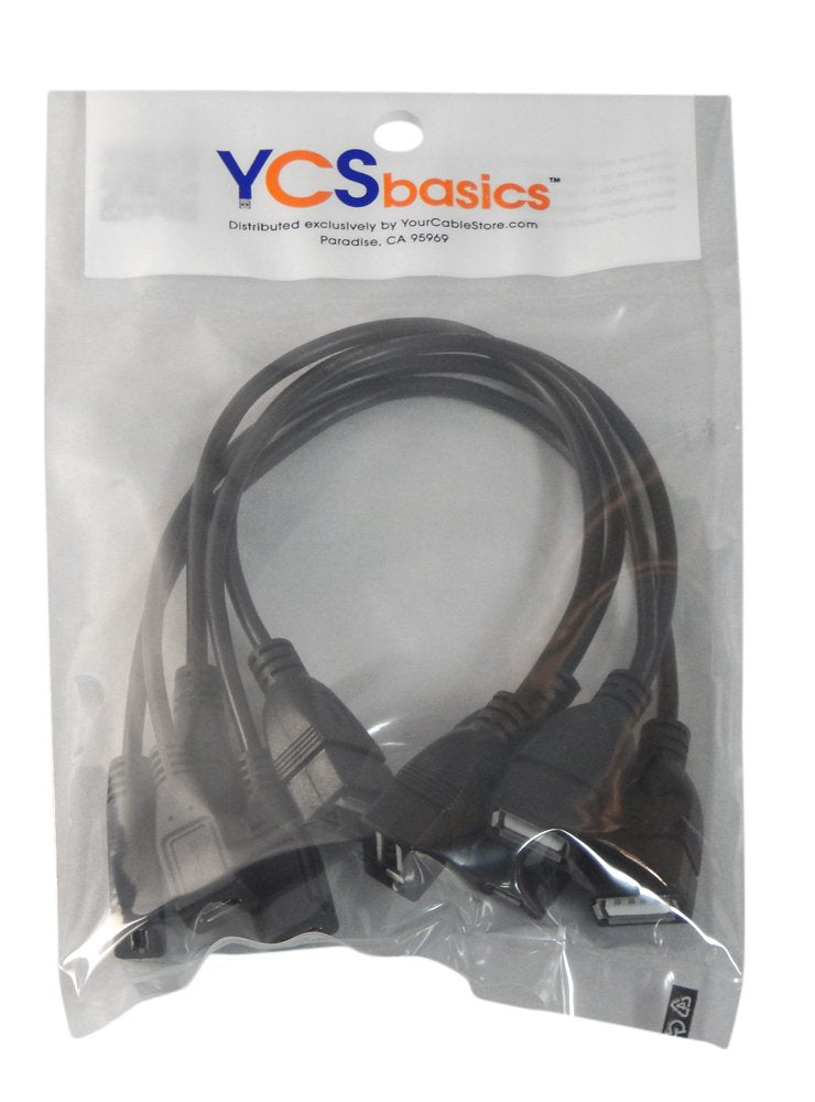 [AUSTRALIA] - YCS Basics 9 Inch USB 2.0 A Female To Micro B Female Extension Cable 5 Pack
