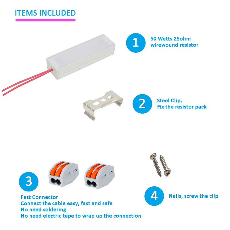  [AUSTRALIA] - 50 Watt 25 Ohm Wirewound Resistor, 50W 25 Ohm Wire Wound Resistor Chassis Mount Resistor, 50 Watts 25 Ohm Wirewound Resistor Aluminum Case, 50W 25Ohm Resistor, 50watts 25ohm Resistor, 50 Watt 25 Ohm