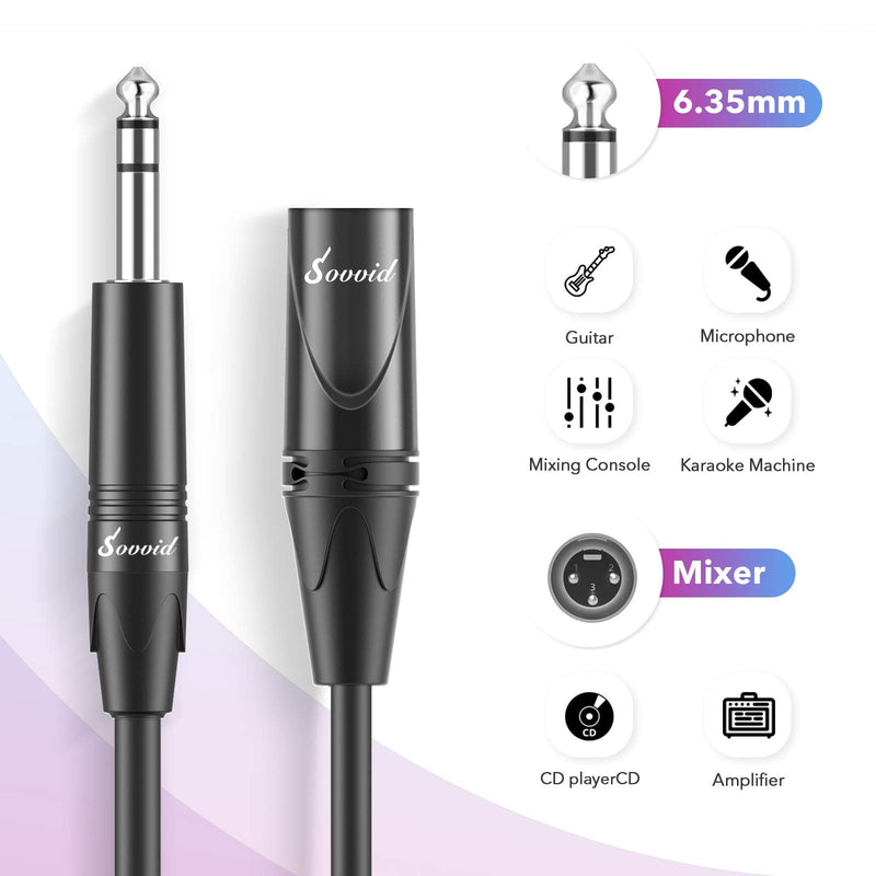  [AUSTRALIA] - 1/4 to XLR Male Cable-Sovvid Quarter inch XLR Male to 1/4 Male Balanced Interconnect Cable 6.35mm TRS Male to XLR Male 6Feet 6FT