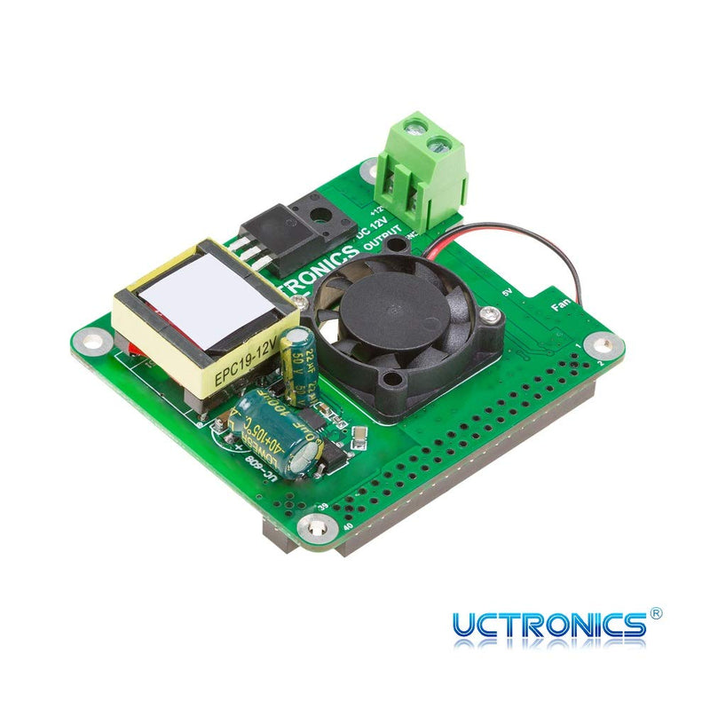  [AUSTRALIA] - UCTRONICS PoE HAT for Raspberry Pi 4 with Case, 802.3at Power Over Ethernet Expansion Board for Pi 4 B Board, with Cooling Fan