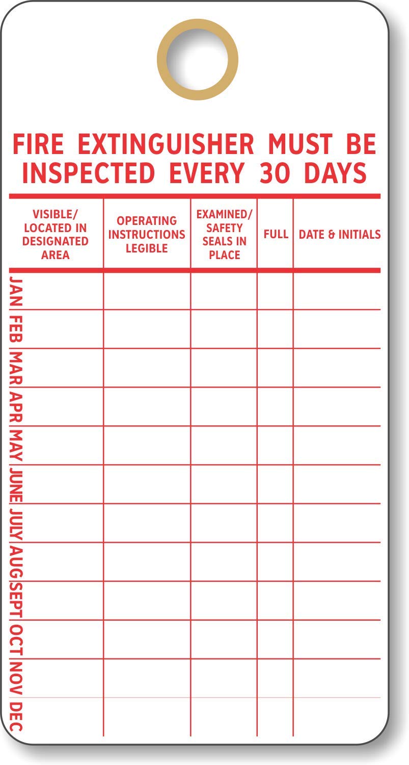  [AUSTRALIA] - SmartSign (Pack of 100) 5.75 x 3 inch “Fire Extinguisher Must Be Inspected Every 30 Days” Monthly Inspection Tags, 13 Point Cardstock, Red and White