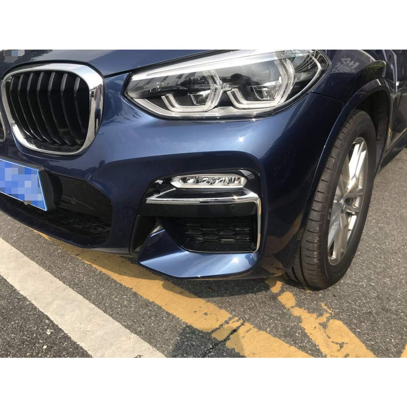  [AUSTRALIA] - Beautost Fit For BMW X3 Sport 2018 2019 2020 Front Corner Mesh Grill Molding Cover Trims Chrome