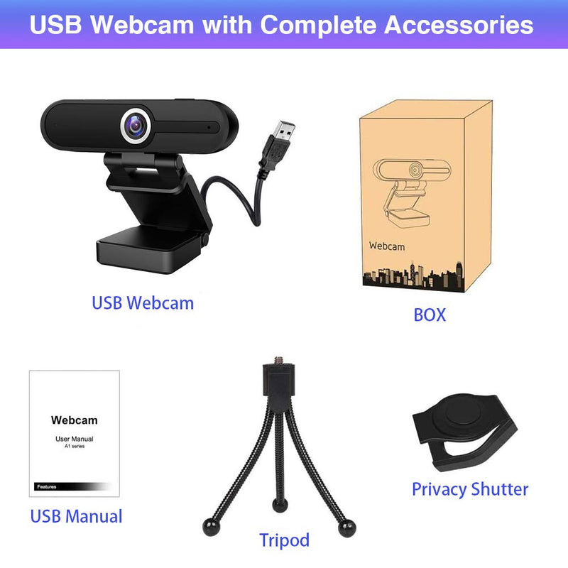  [AUSTRALIA] - HDZIYU 4K Webcam with Microphone, 8MP Laptop PC Desktop Computer Web Camera, USB Ultra HD Webcam with Tripod for Video Calling Recording Streaming Video Conference W8A